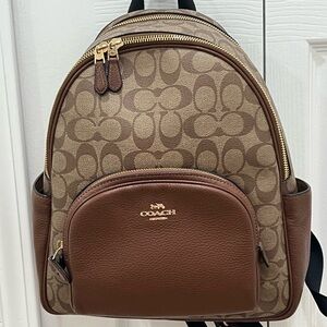 Coach Brown Leather Bag with Gold Logo